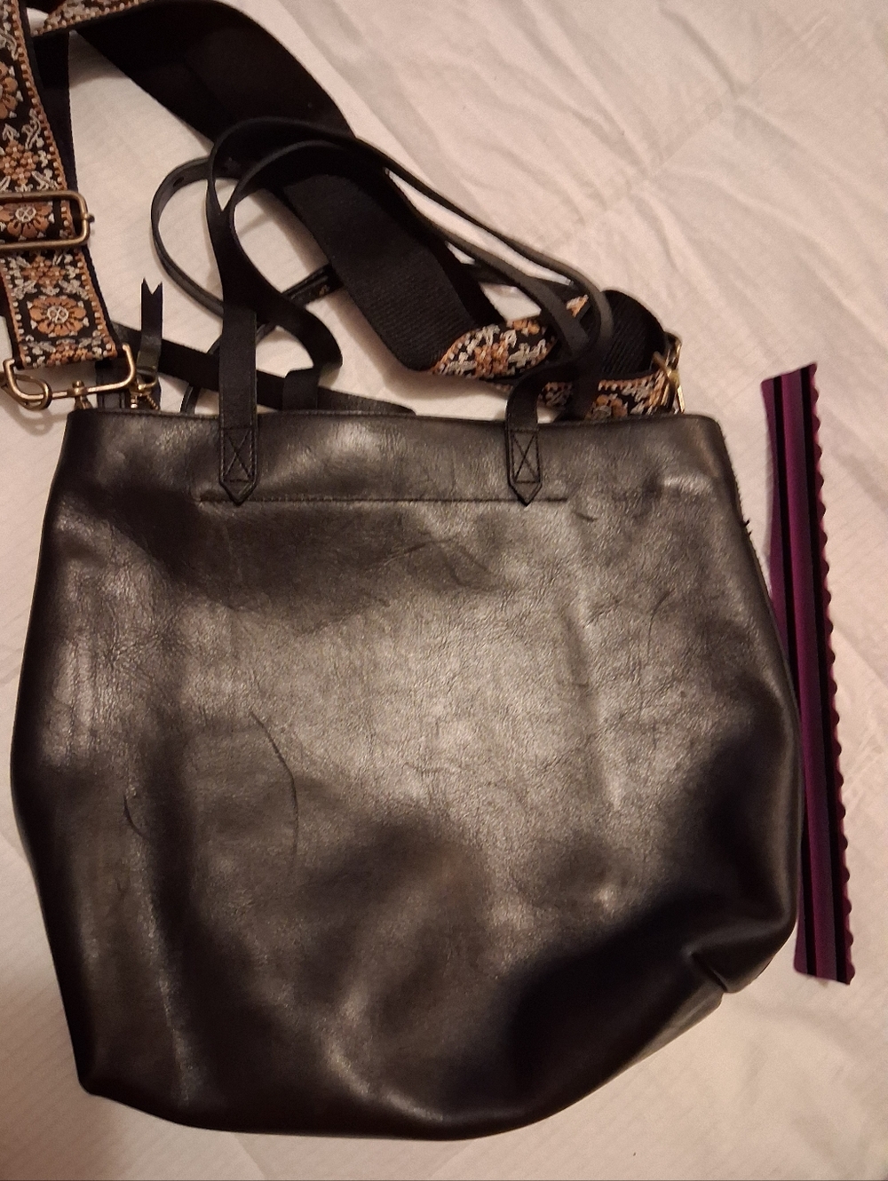 Classic Black Madewell Leather with Embroidered Adjustable Strap - Picture 3 of 5